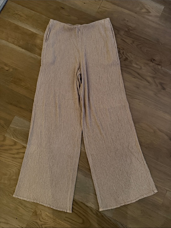 Bella Dahl Pants - Textured Wide-Leg Pull-On Pants - Light Beige